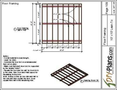10x10 Modern Shed Plan Floor Framing Instructions
