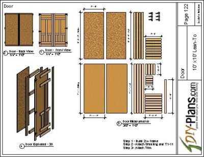 10x10 Modern Shed Plan DIY Door Instructions