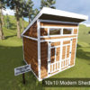 10x10 Modern Shed Plan Front View