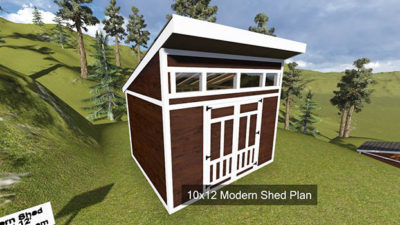 10x12 Modern Shed Plan Front View