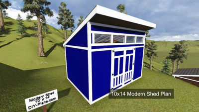 10x14 Modern Shed Plan Front Blue