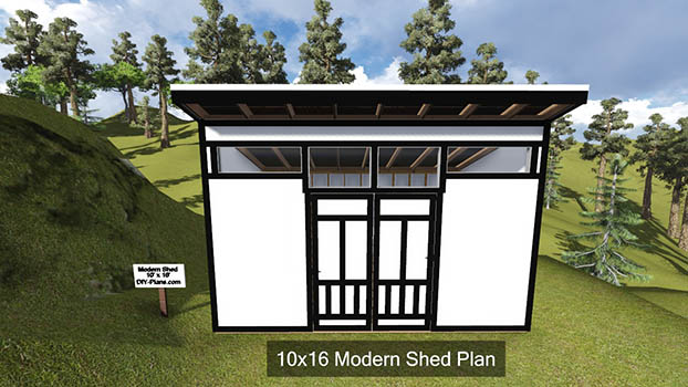 10x16 modern shed plan