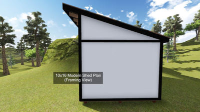10x16 Modern Shed Plan Side View