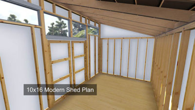 10x16 Modern Shed Plan Interior Image