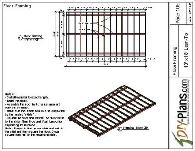 10x18 Modern Shed Plan Flooring Sheet
