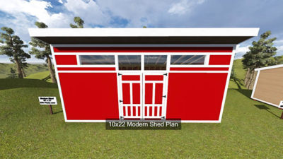 10x22 Modern Shed Plan Front Image 4