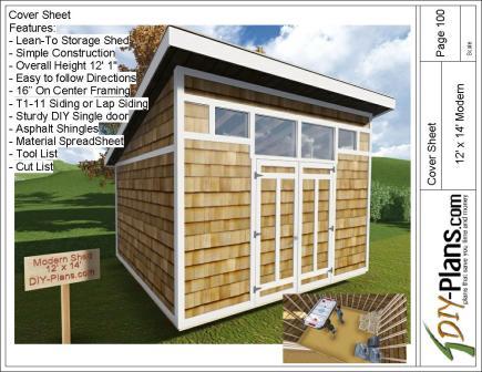 12x14 modern shed plan