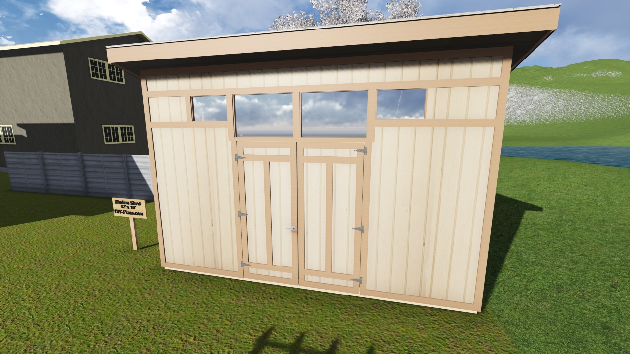 12x16 modern shed plan