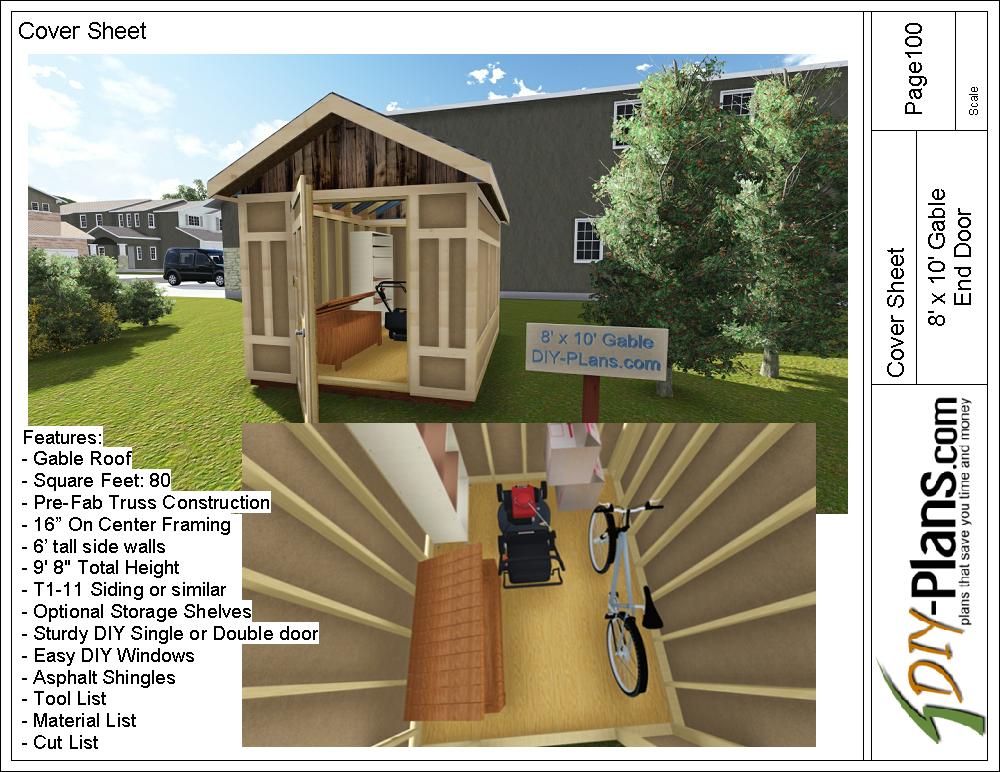 8x10 gable utility storage shed plan