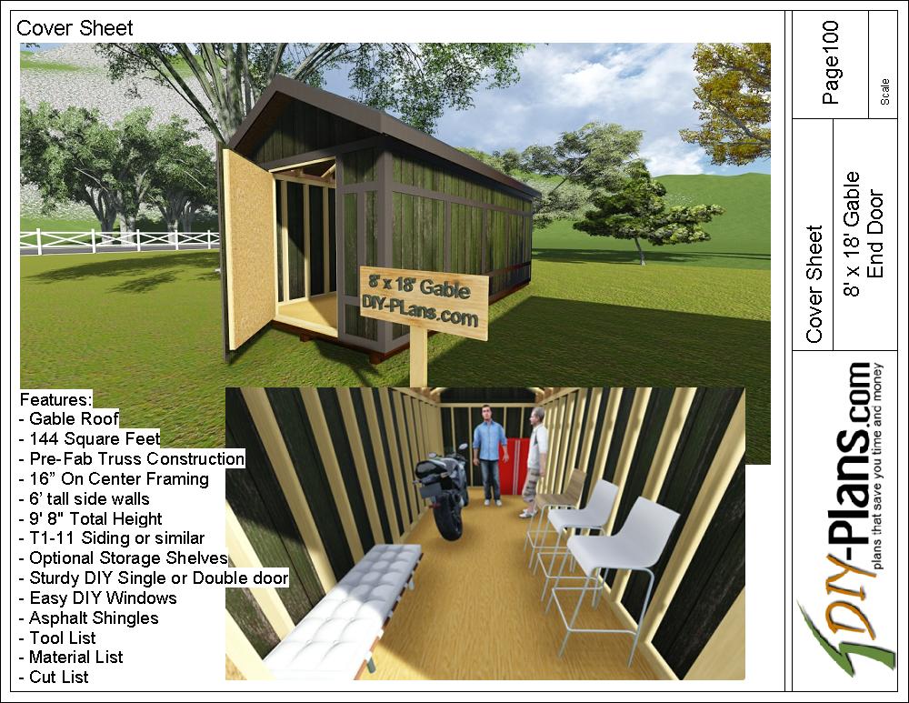 8x18 gable storage shed plan