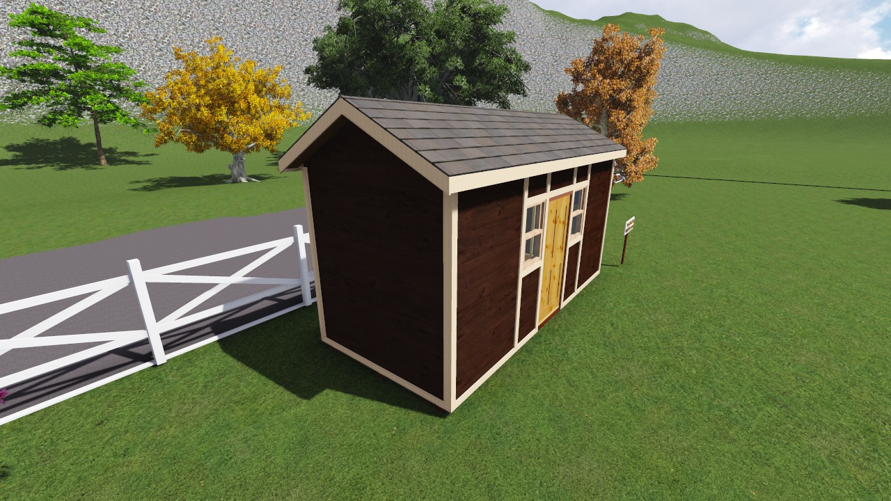 8x18 tall garden shed plan for a prehung door