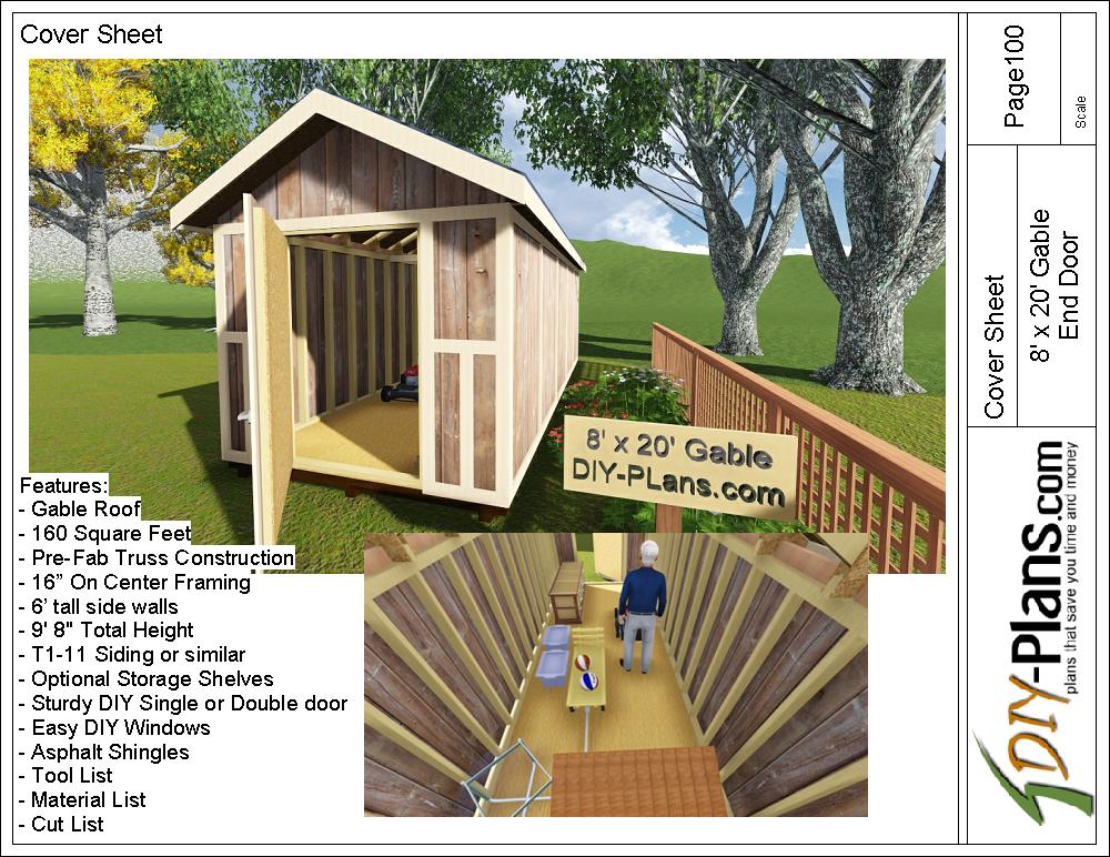 8x20 Gable Storage Shed Plan