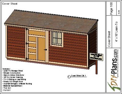 4x16 Lean To Shed Plan Cover Sheet