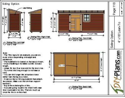 4x16 Lean To Shed Plan Elevation View