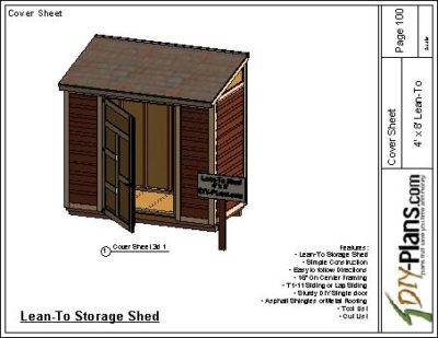 4x8 Lean To Shed Plan Cover Sheet