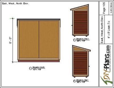 4x8 Lean To Shed Plan Elevation View