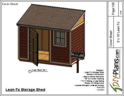 6x10 Lean To Shed Plan Cover Page