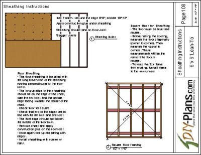 6x6 Lean To Shed Plan DIY Floor Framing Sheet