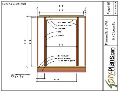 6x6 Lean To Shed Plan DIY Wall Framing View