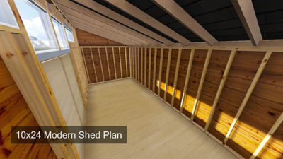 10x24 Modern Shed Plan Interior Image 3