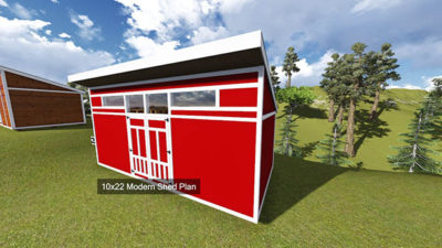 10x22 Modern Shed Plan Front Image 3