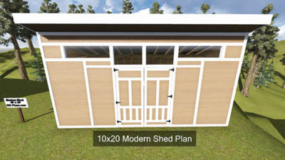 10x20 Modern Shed Plan Front View