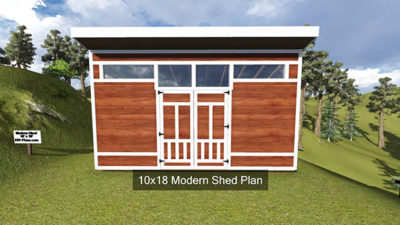10x18 Modern Shed Plan Front View DIY Windows