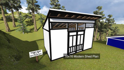 10x16 Modern Shed Plan Front Image
