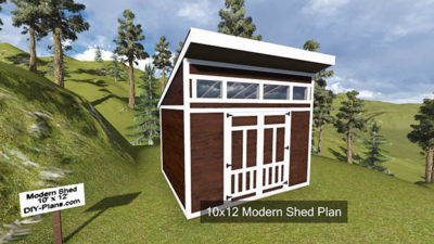 10x12 Modern Shed Plan Front 2