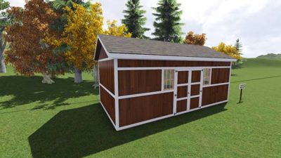 12x24 Garden Shed Plan Angled View