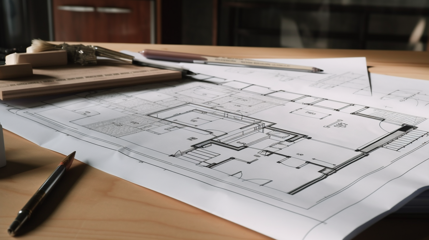 Blueprints_of_a_small_building_laying_on_a_kitchen diy-plans com
