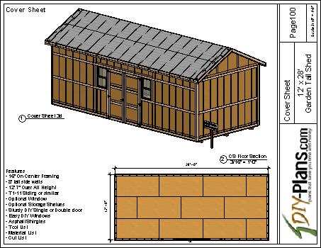 12x28 Garden Shed Plan