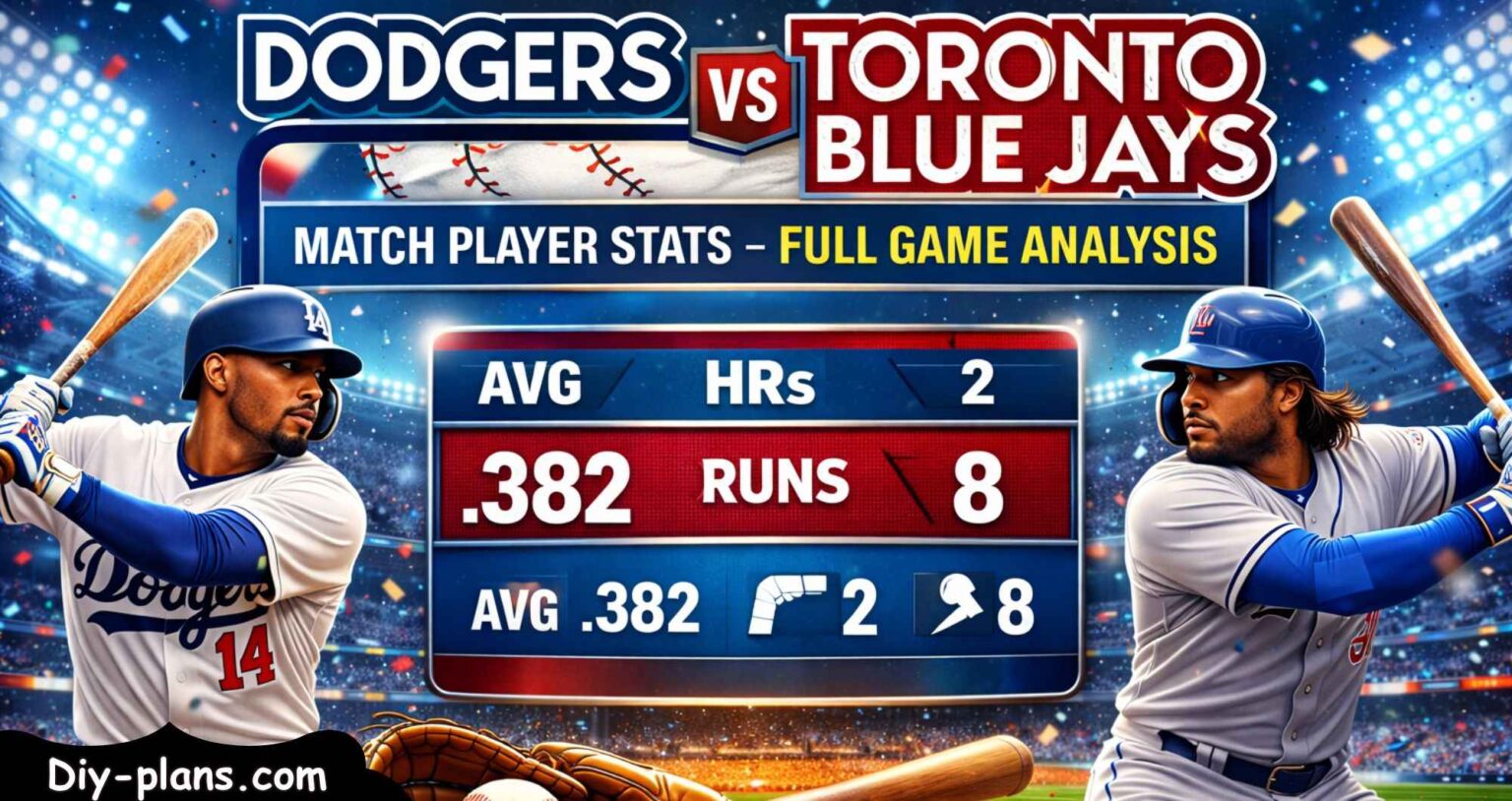 A detailed analysis of player stats from a Dodgers vs Blue Jays match