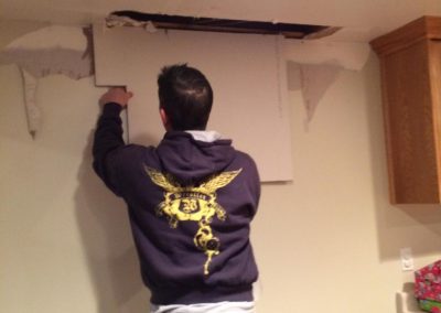 Put the drywall up to be traced