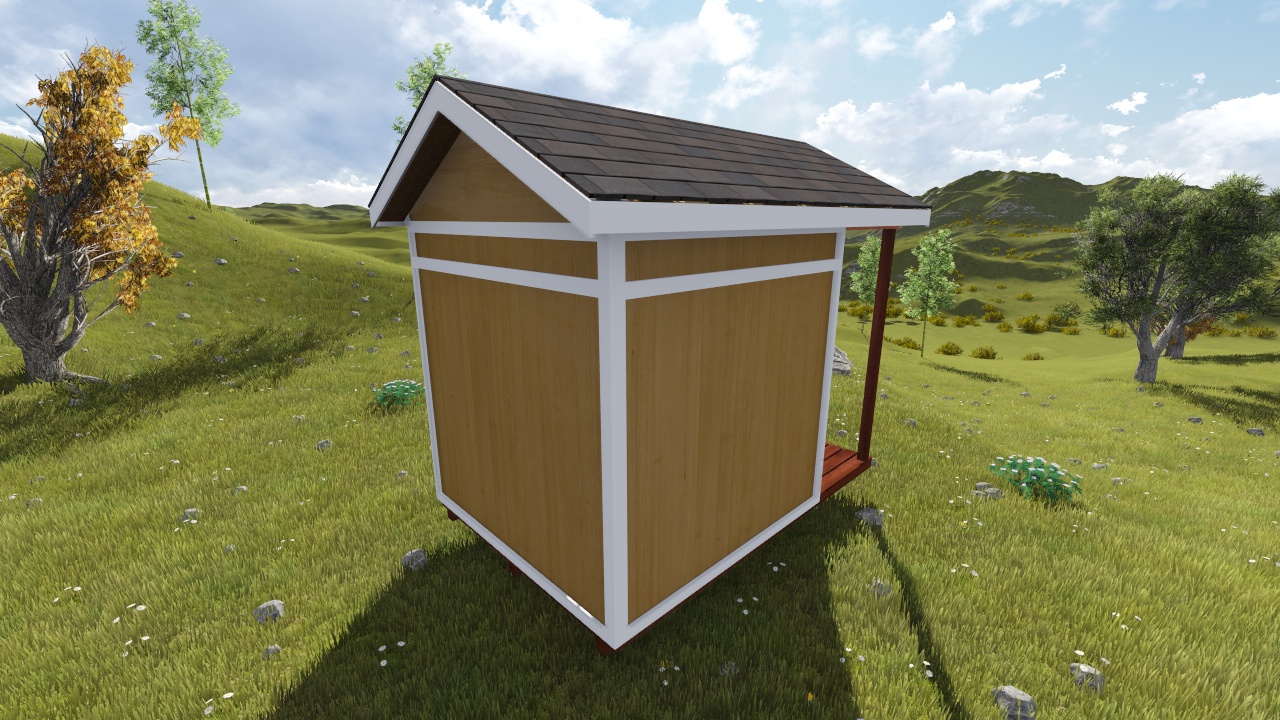 8x12 Tall Gable Shed Plan with A Porch