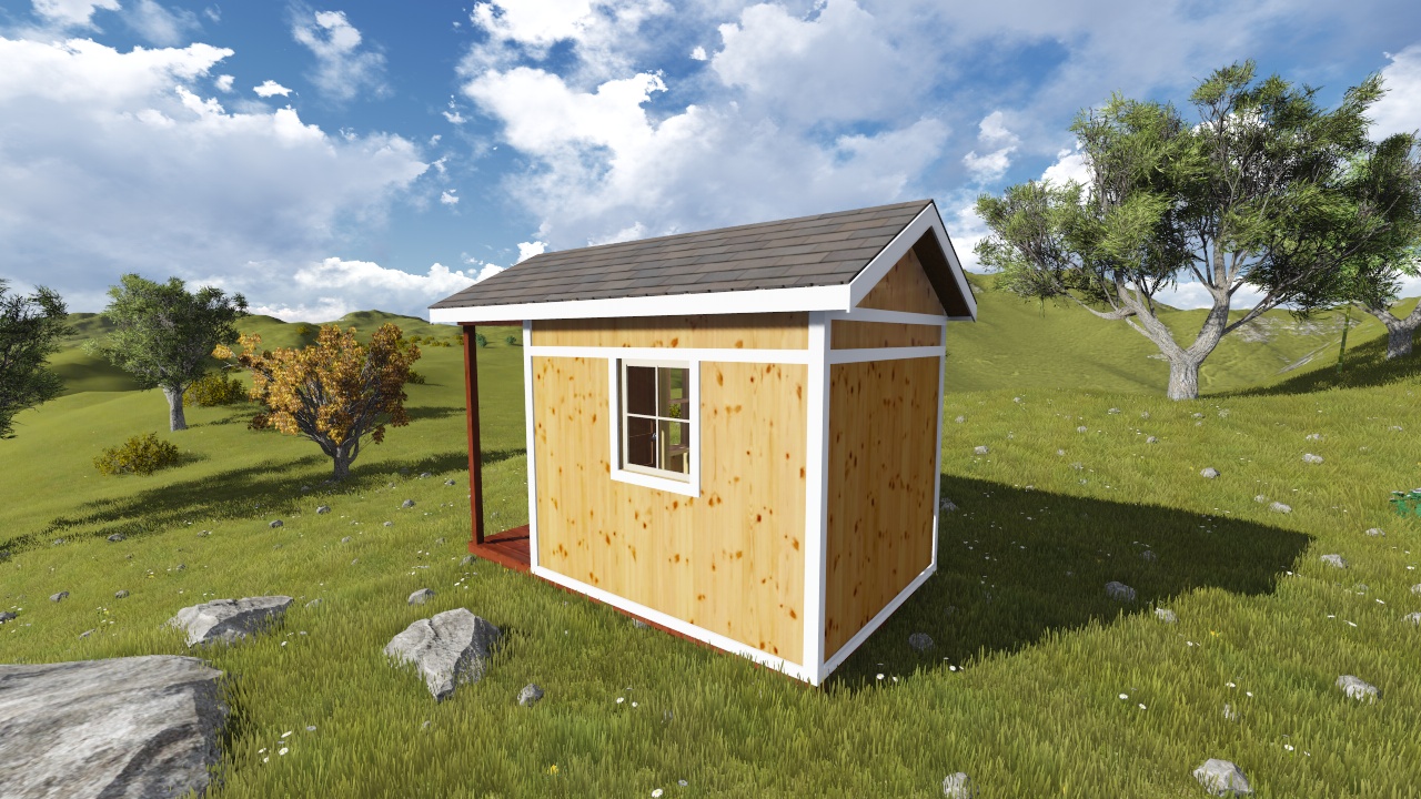 8x14 tall gable shed plan with porch
